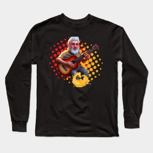 Gnome Musicians Guitar Halftone Splash Long Sleeve T-Shirt